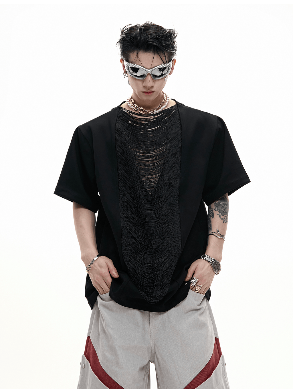 Avant - Garde Draped V - Cutout Tee - COPPING THREADS - ArguE CulturE