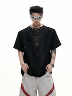 Avant - Garde Draped V - Cutout Tee - COPPING THREADS - ArguE CulturE