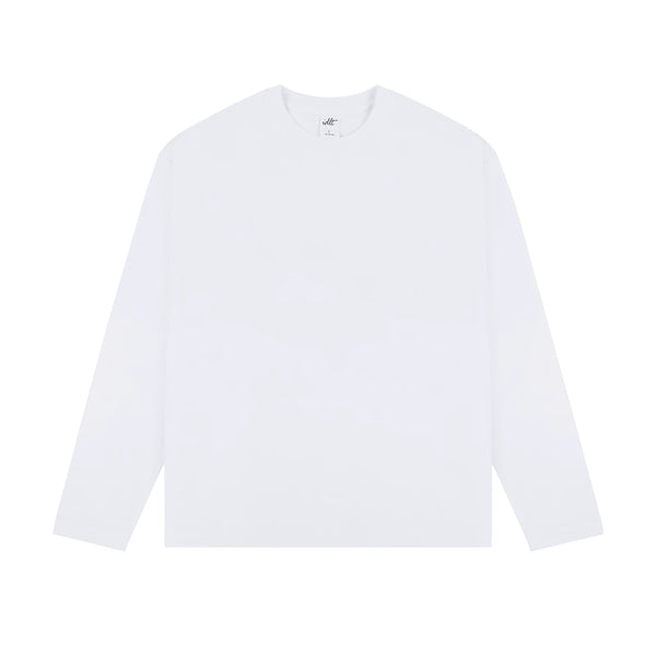 IDLT long sleeve T-shirt, white front.