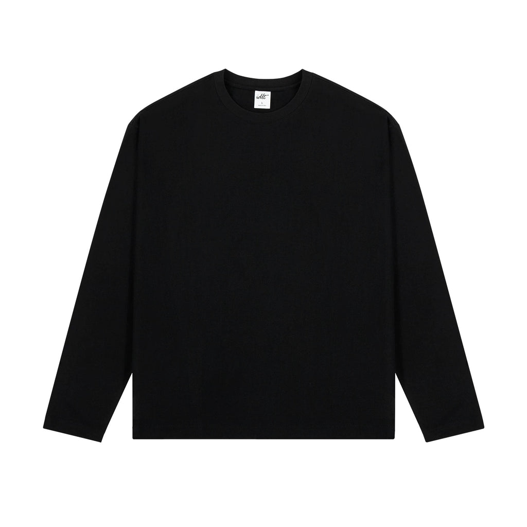 IDLT long sleeve T-shirt, black front.