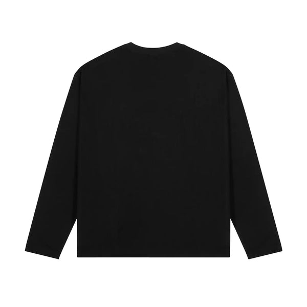 IDLT long sleeve T-shirt, black front laid flat.