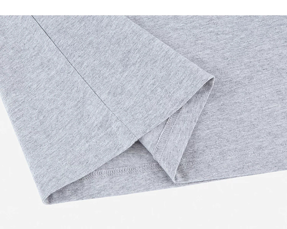 IDLT long sleeve T-shirt, heather gray folded hem.