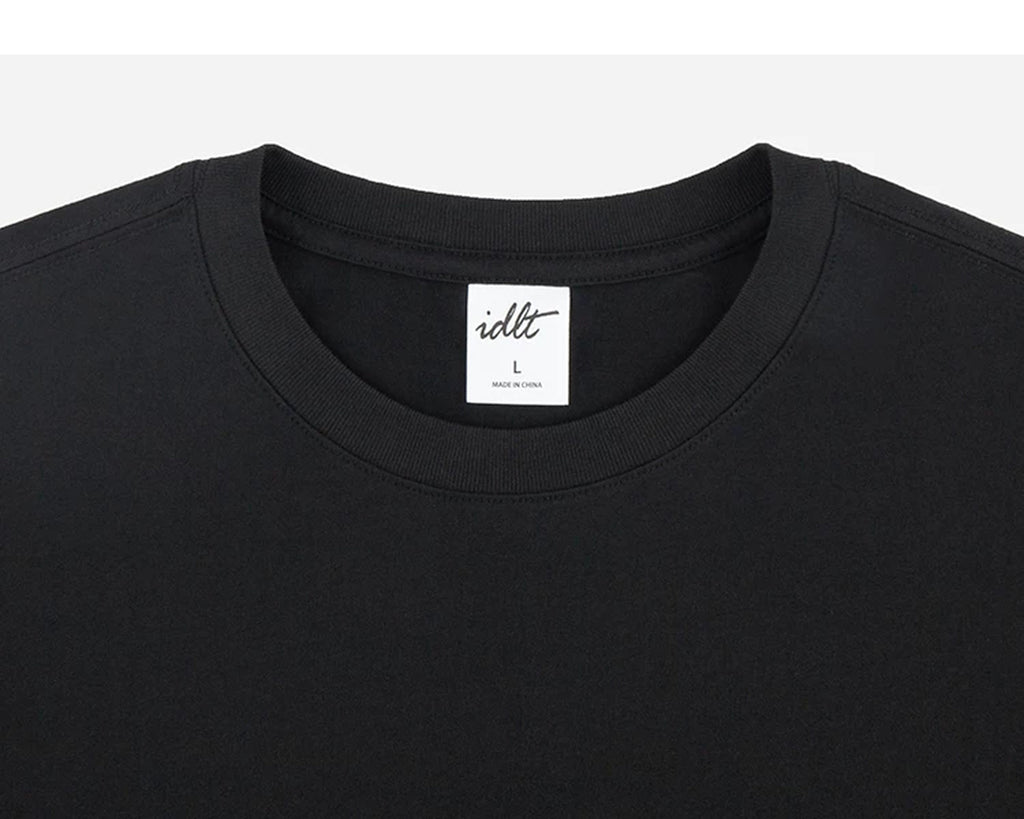IDLT long sleeve T-shirt, black crewneck.
