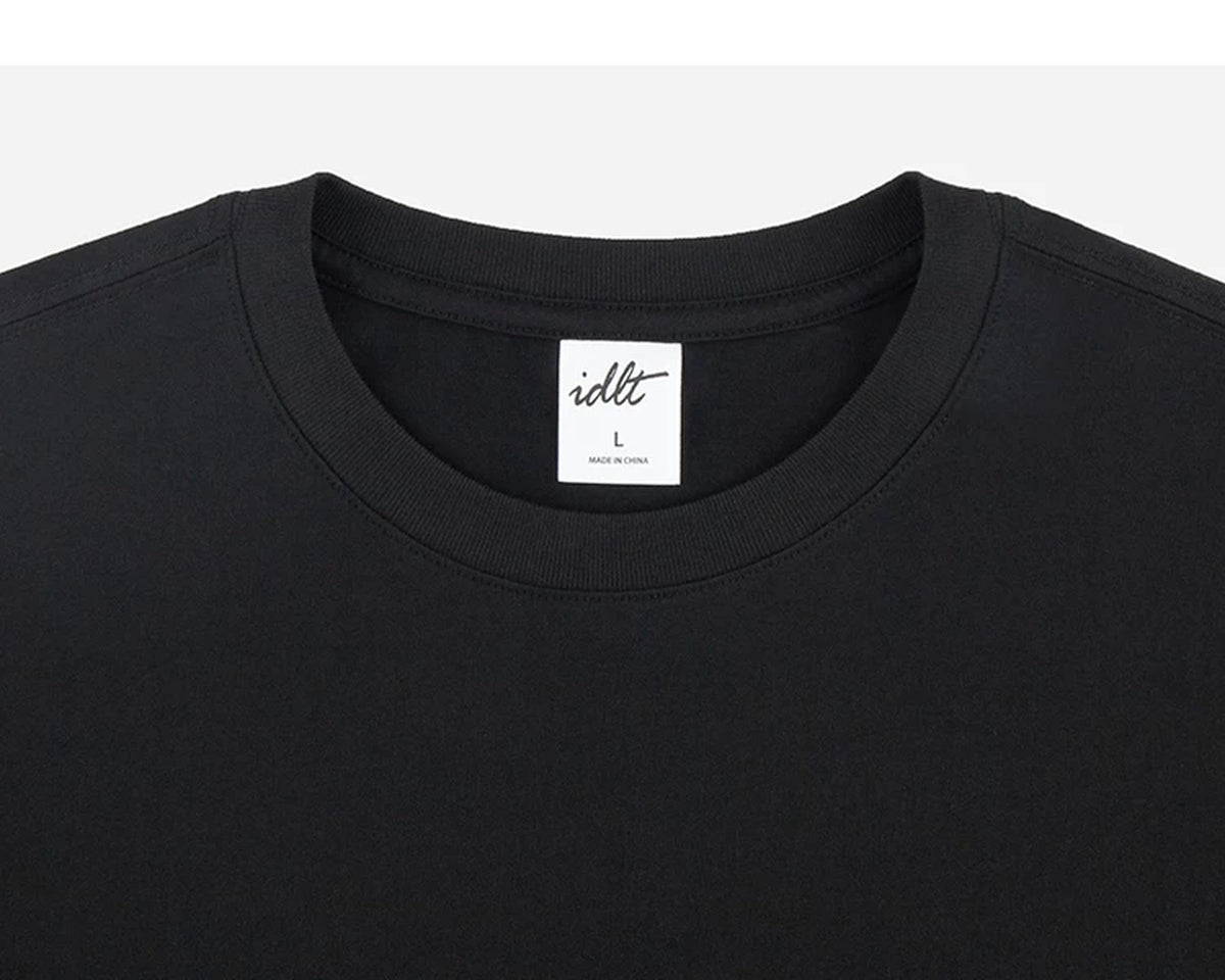IDLT long sleeve T-shirt, black crewneck.