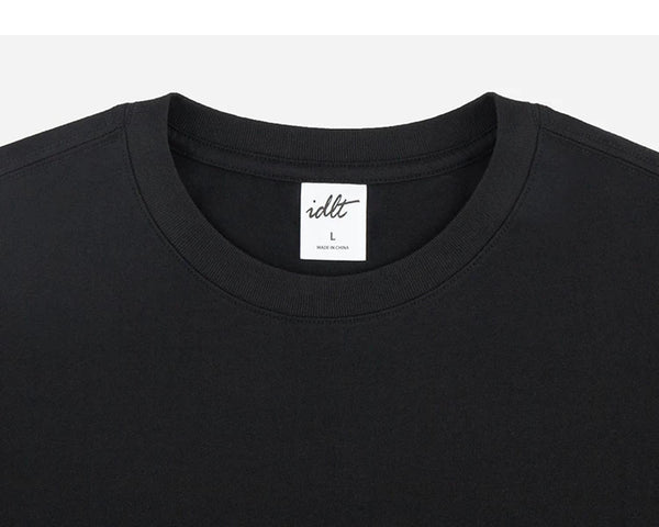 IDLT long sleeve T-shirt, black crewneck.