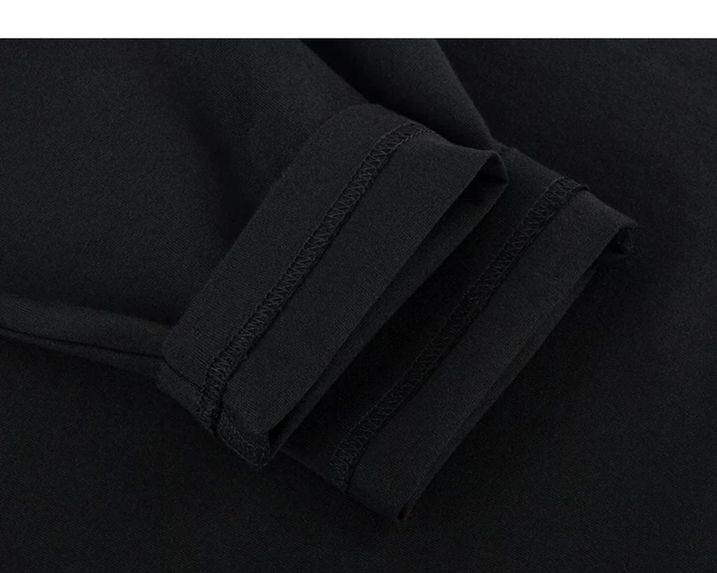 IDLT long sleeve T-shirt, black cuff stitching.