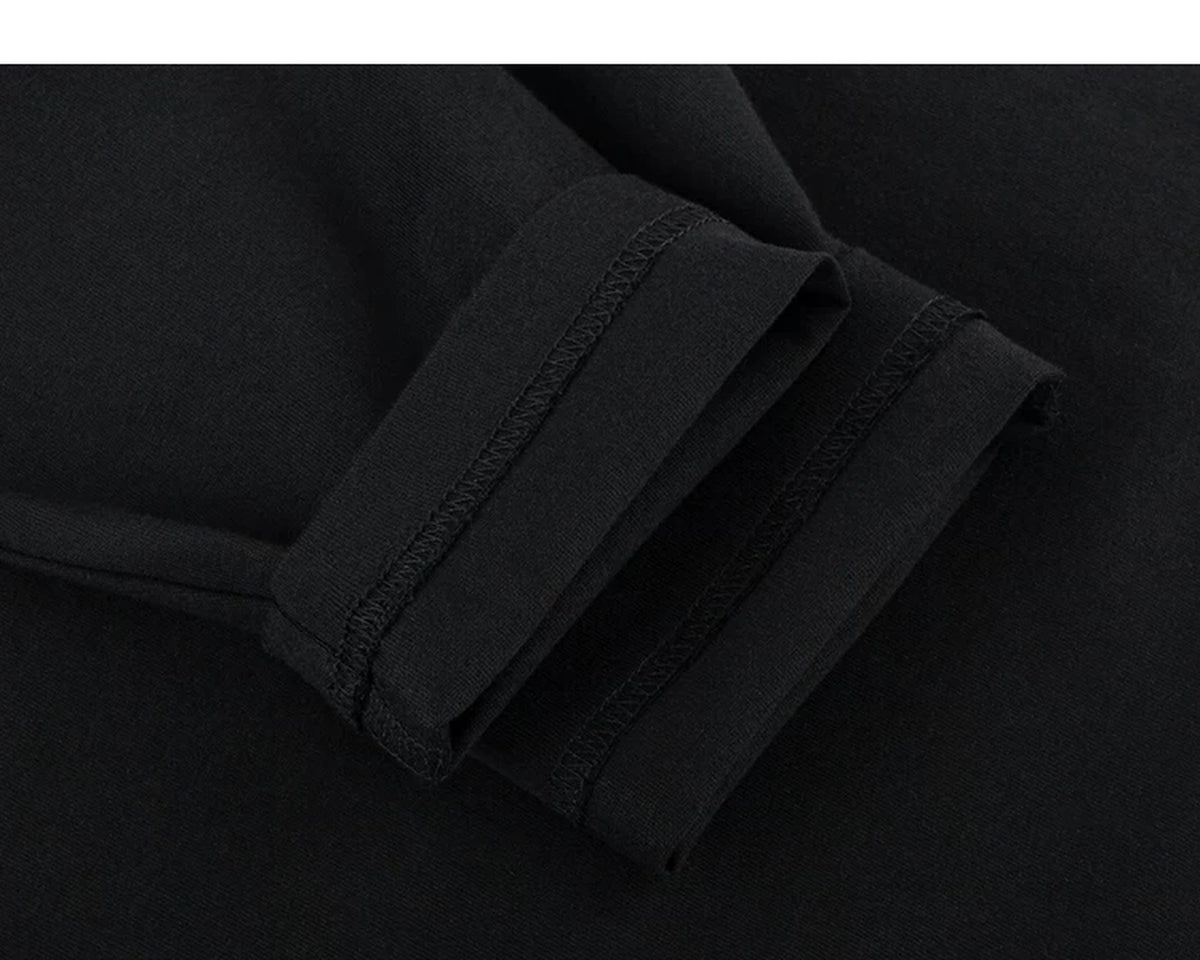 IDLT long sleeve T-shirt, black cuff stitching.