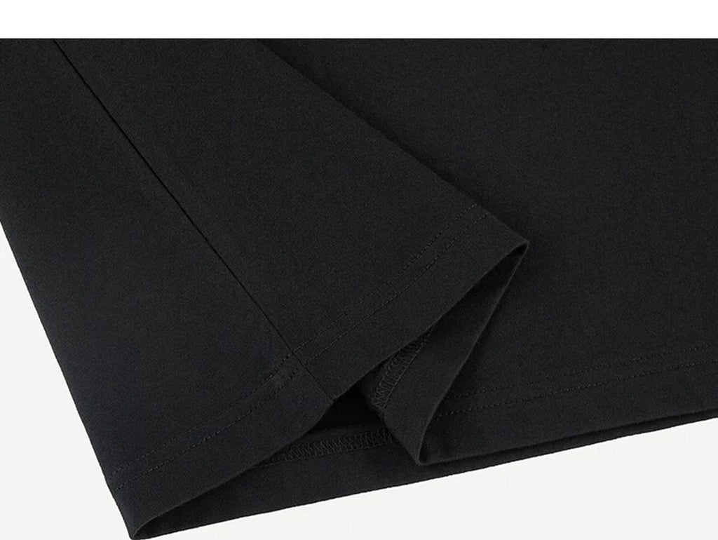 IDLT long sleeve T-shirt, black folded hem.