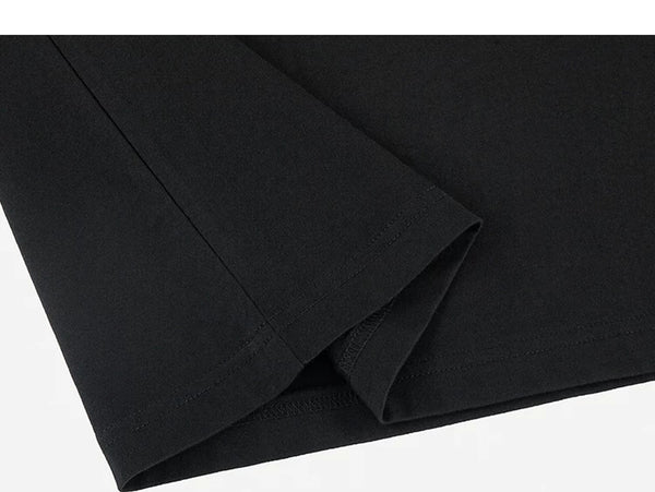 IDLT long sleeve T-shirt, black folded hem.