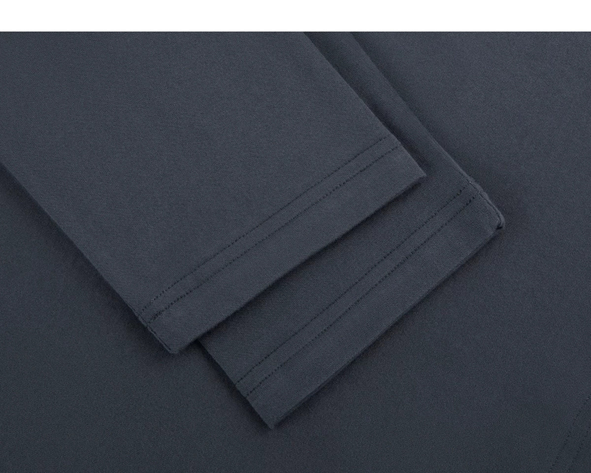 IDLT long sleeve henley, dark gray cuff stitching.
