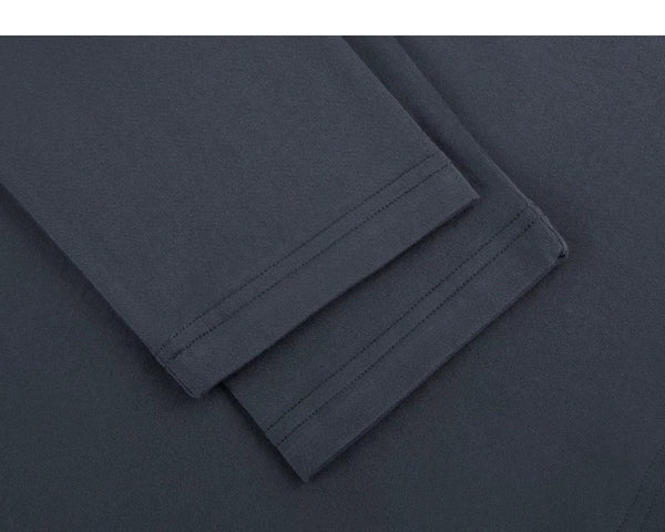 IDLT long sleeve henley, dark gray cuff stitching.