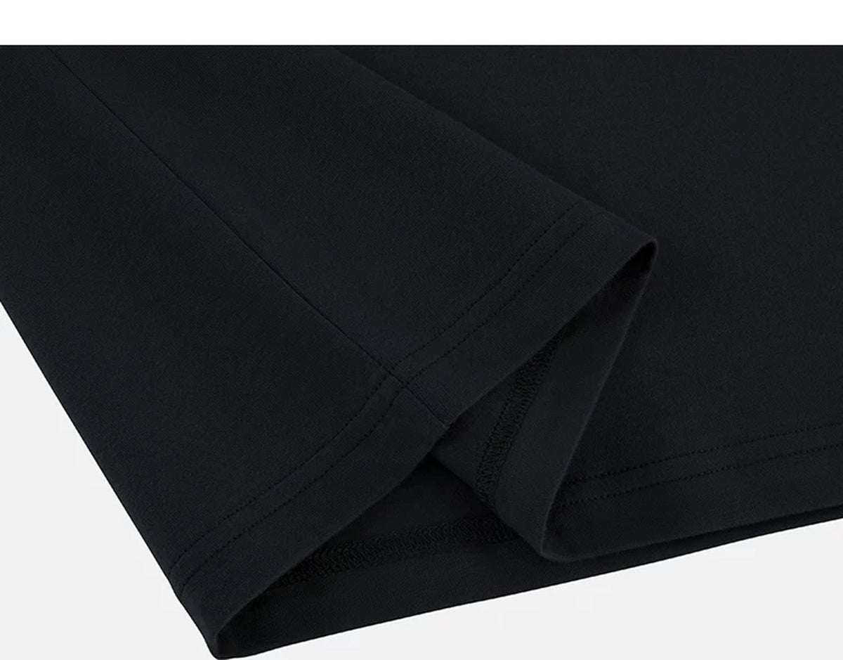 IDLT long sleeve henley, black folded hem.