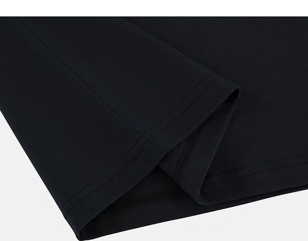 IDLT long sleeve henley, black folded hem.