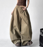 Draped Fit Pleated Wide Leg Trousers