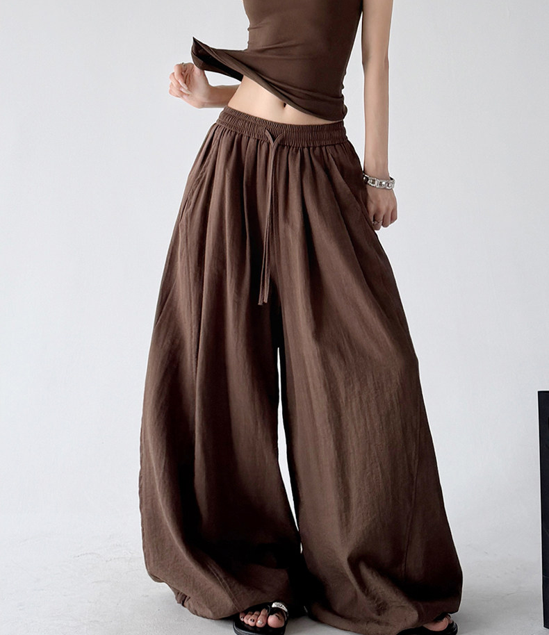 Soft Drape Linen-Blend Wide Leg Pants - CT6234