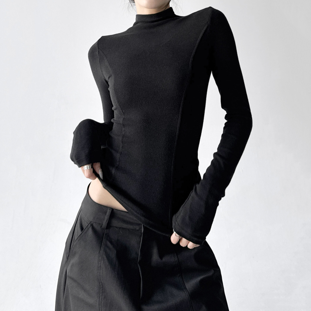Mock Neck Slim Fit Long Sleeve Top - CT5161