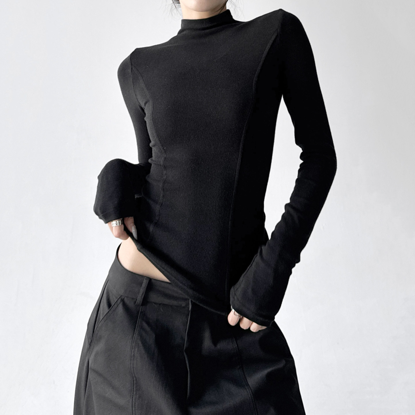 Mock Neck Slim Fit Long Sleeve Top - CT5161