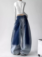 Gradient Wash Curved‑Panel Wide‑Leg Jeans