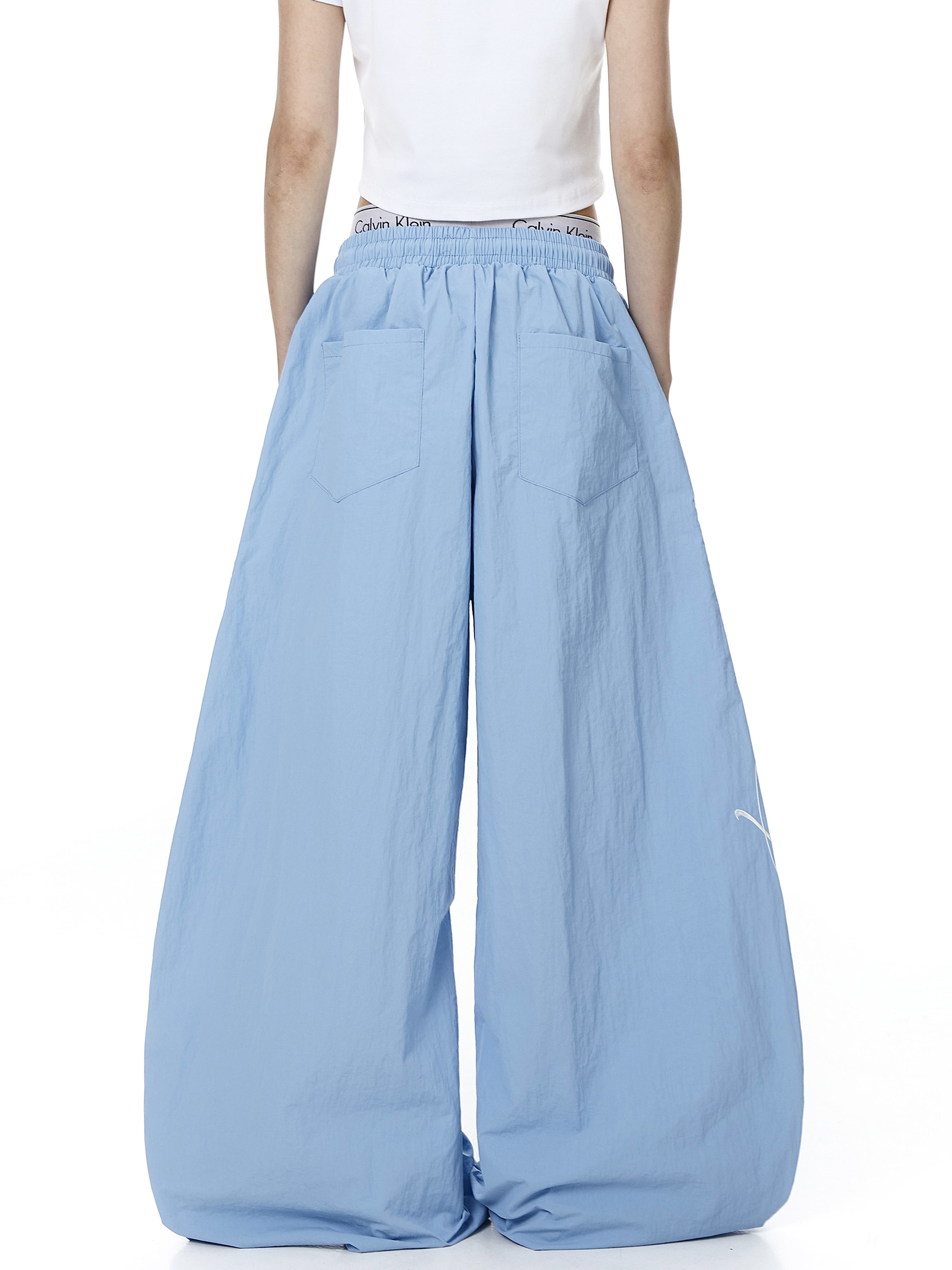 Lace Tie Layered Parachute Pants