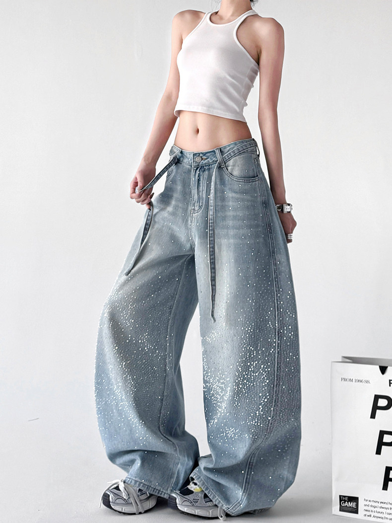 Star Rhinestone Wide-Leg Denim – CT65088