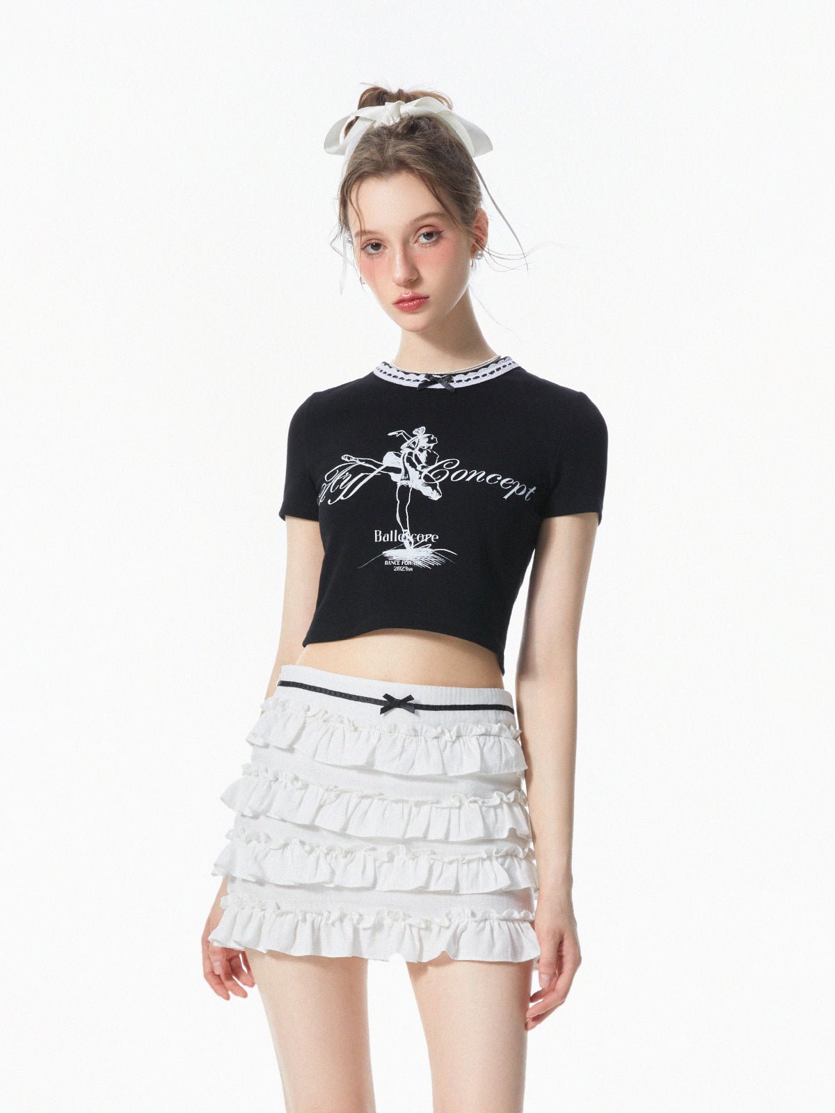 Ballet Dancer Print Lace Collar Tee - COPPING THREADS - AYF