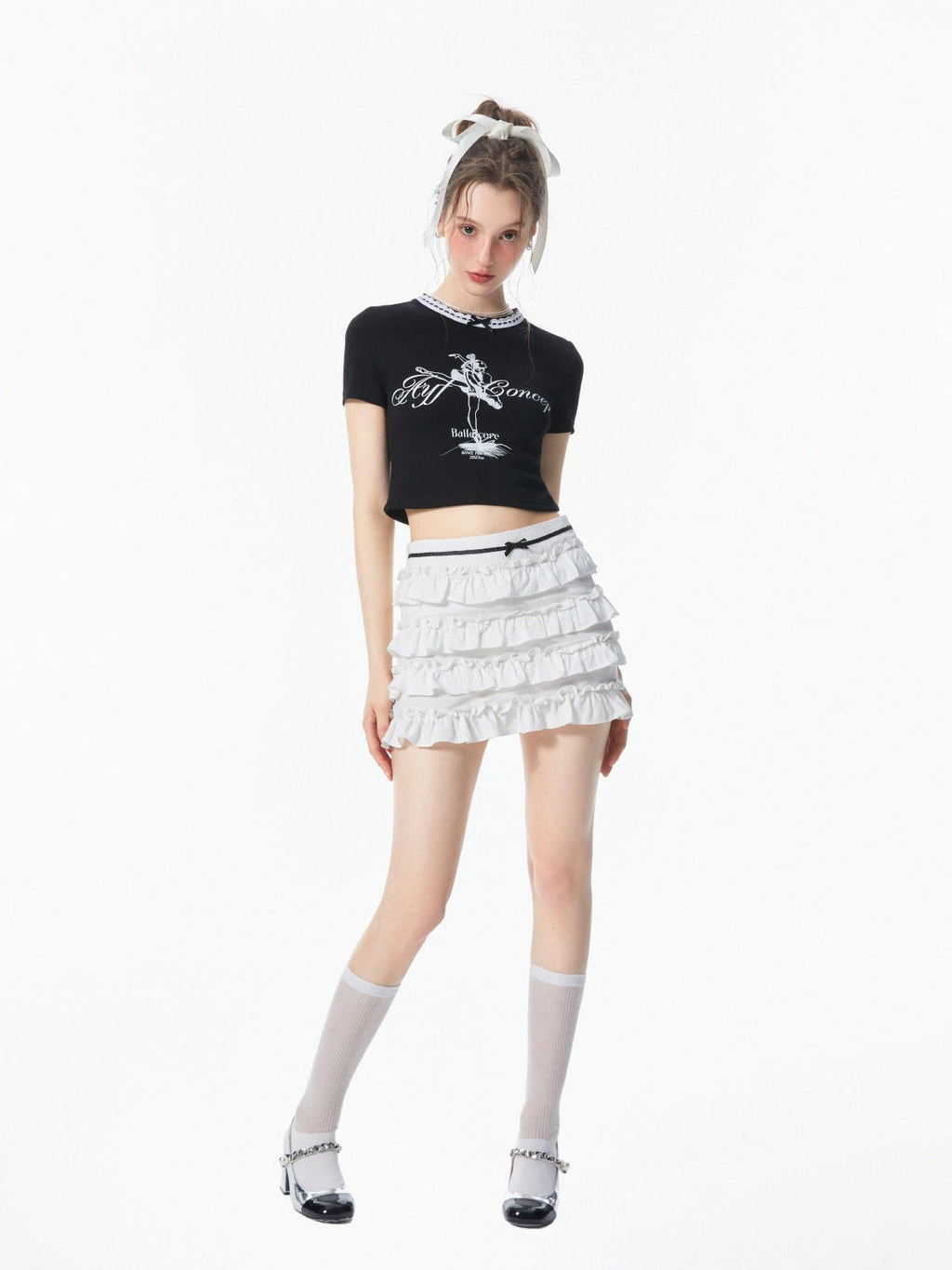 Ballet Dancer Print Lace Collar Tee - COPPING THREADS - AYF