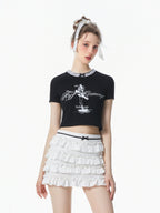 Ballet Dancer Print Lace Collar Tee - COPPING THREADS - AYF