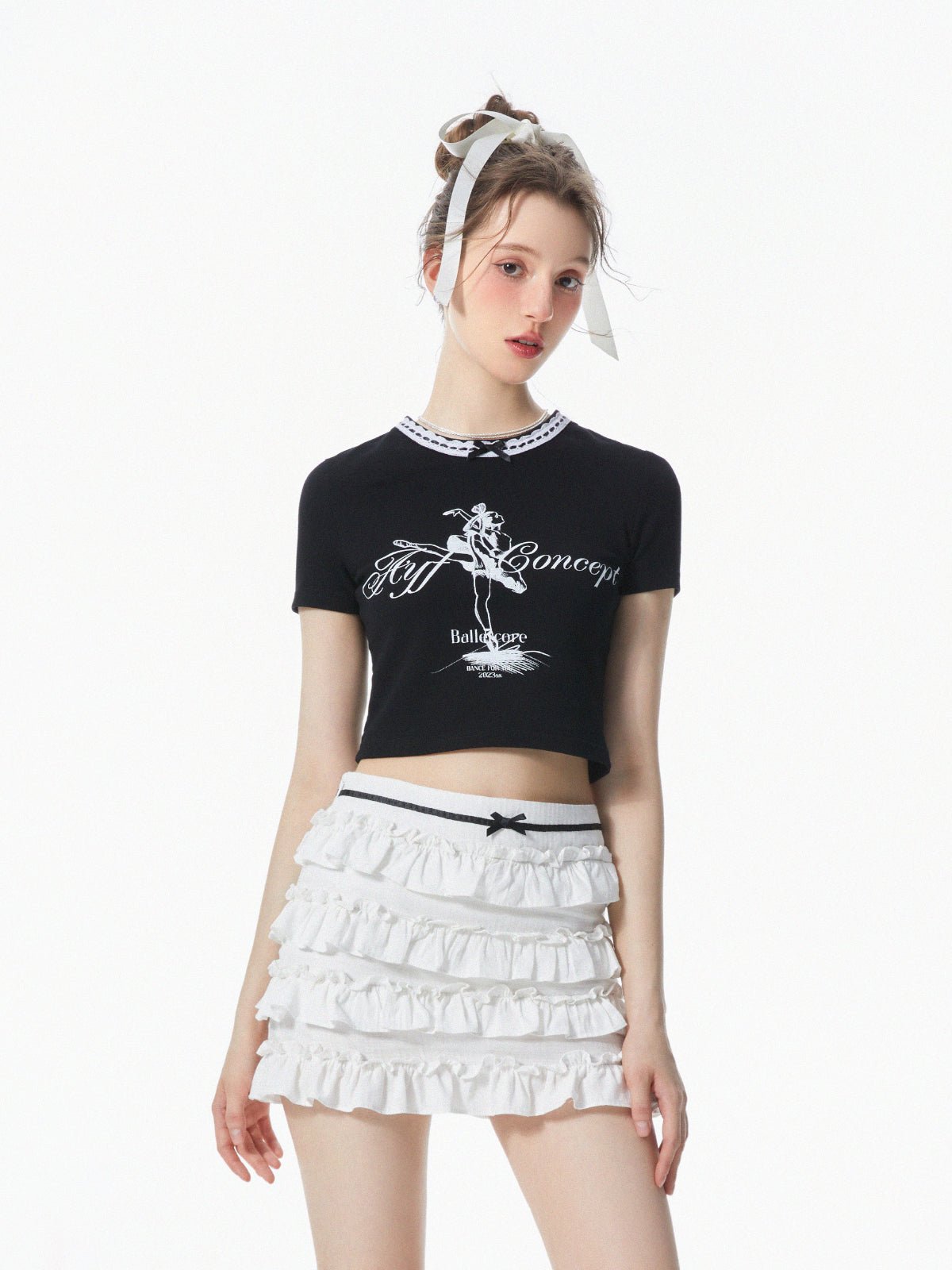 Ballet Dancer Print Lace Collar Tee - COPPING THREADS - AYF