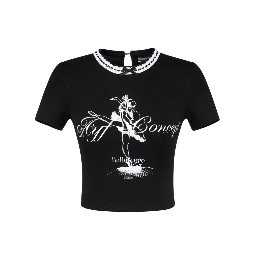 Ballet Dancer Print Lace Collar Tee - COPPING THREADS - AYF
