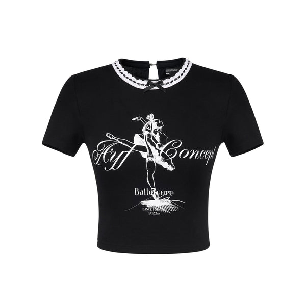Ballet Dancer Print Lace Collar Tee - COPPING THREADS - AYF