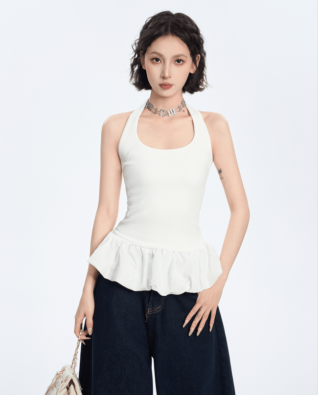 Balletcore Halter Peplum Tank Top - COPPING THREADS - CT Select Hover Image