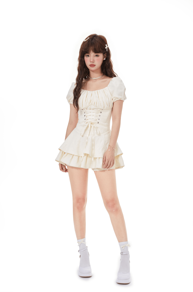 Balletcore Vintage Corset Waist Tiered Dress - COPPING THREADS - AYF