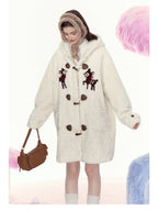 Bambi Embroidered Mid - Length Hooded Sherpa Fleece Coat - COPPING THREADS - AYF