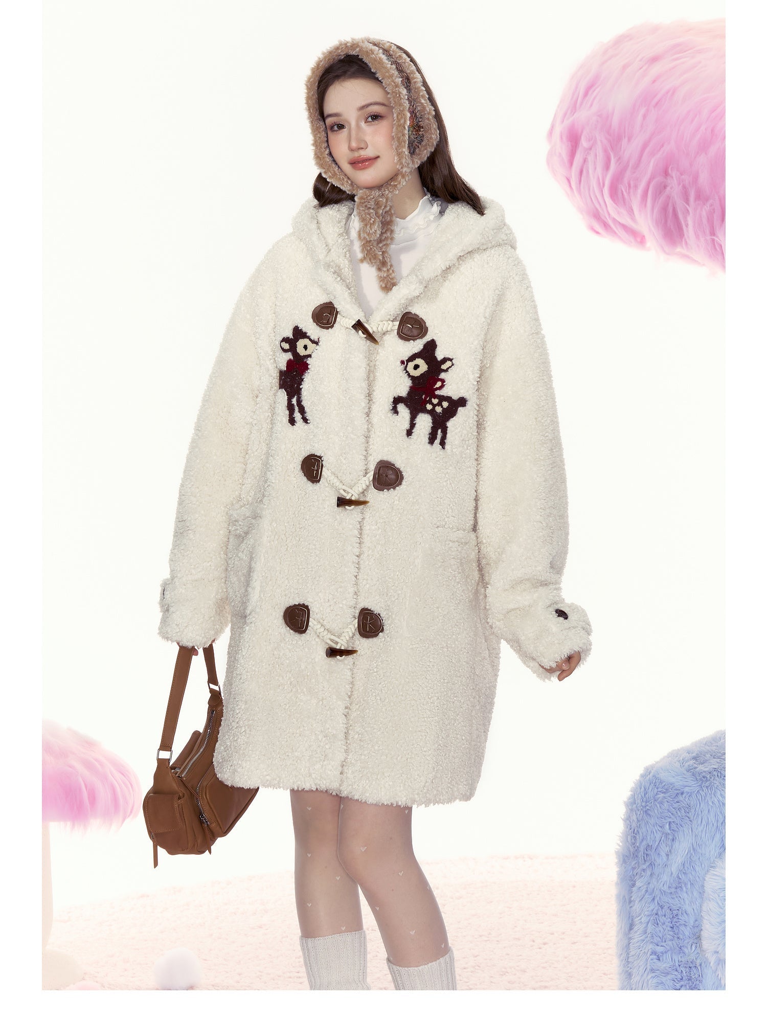 Bambi Embroidered Mid - Length Hooded Sherpa Fleece Coat - COPPING THREADS - AYF Hauptbild