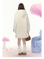 Bambi Embroidered Mid - Length Hooded Sherpa Fleece Coat - COPPING THREADS - AYF