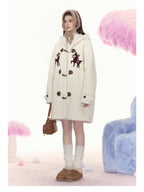 Bambi Embroidered Mid - Length Hooded Sherpa Fleece Coat - COPPING THREADS - AYF