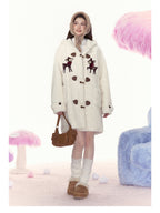 Bambi Embroidered Mid - Length Hooded Sherpa Fleece Coat - COPPING THREADS - AYF