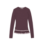 Basic Layered Ruffle Hem Fitted Long Sleeve T-Shirt - COPPING THREADS - MOROMORO