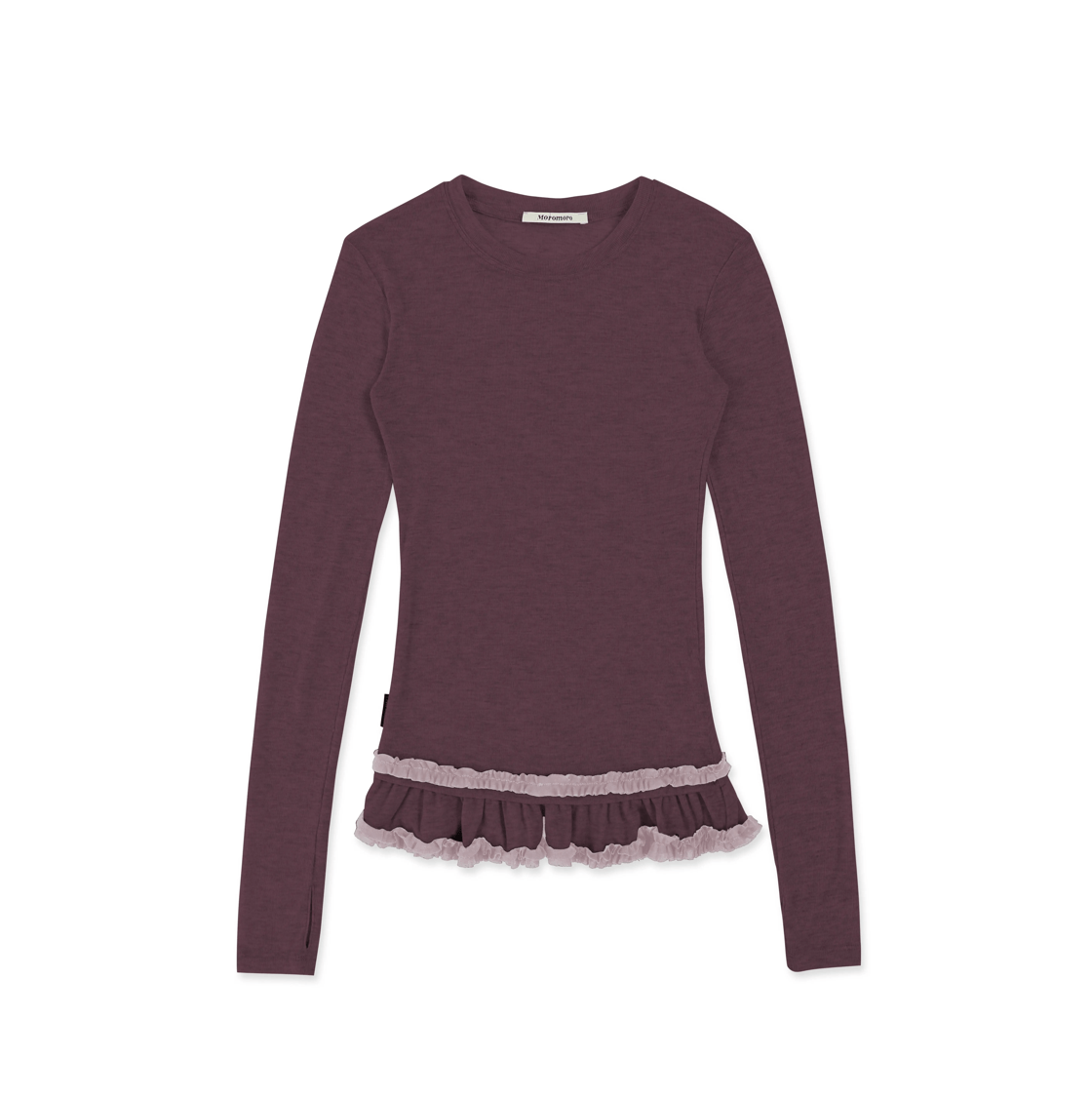 Basic Layered Ruffle Hem Fitted Long Sleeve T-Shirt - COPPING THREADS - MOROMORO