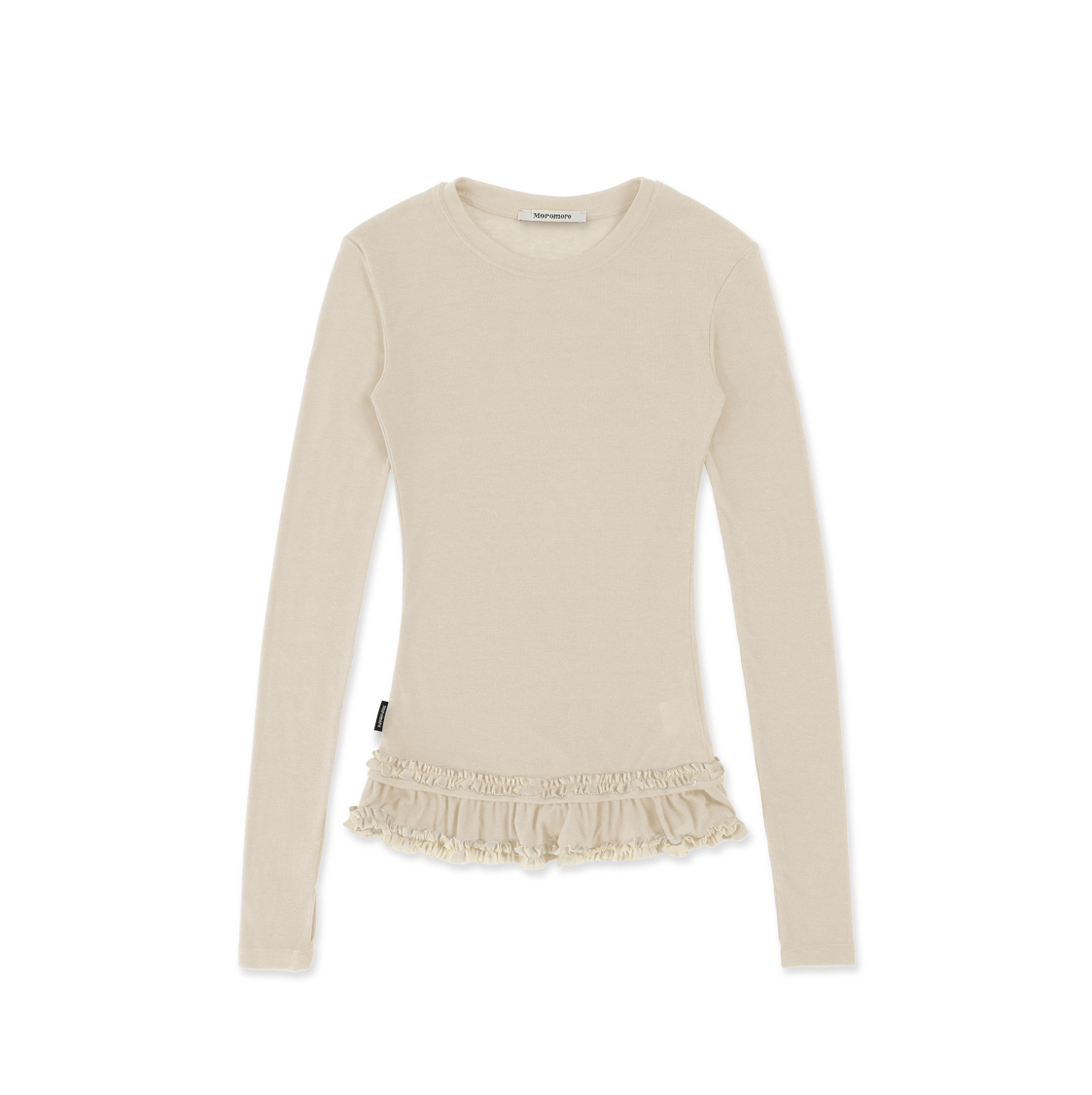 Basic Layered Ruffle Hem Fitted Long Sleeve T-Shirt - COPPING THREADS - MOROMORO