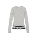 Basic Layered Ruffle Hem Fitted Long Sleeve T-Shirt - COPPING THREADS - MOROMORO