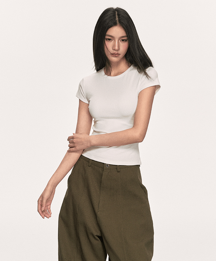 Basic Slim Fit Crewneck Tee - COPPING THREADS - Anna Aneae