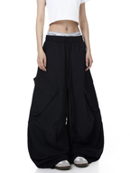 Letter Print Parachute Cargo Pants