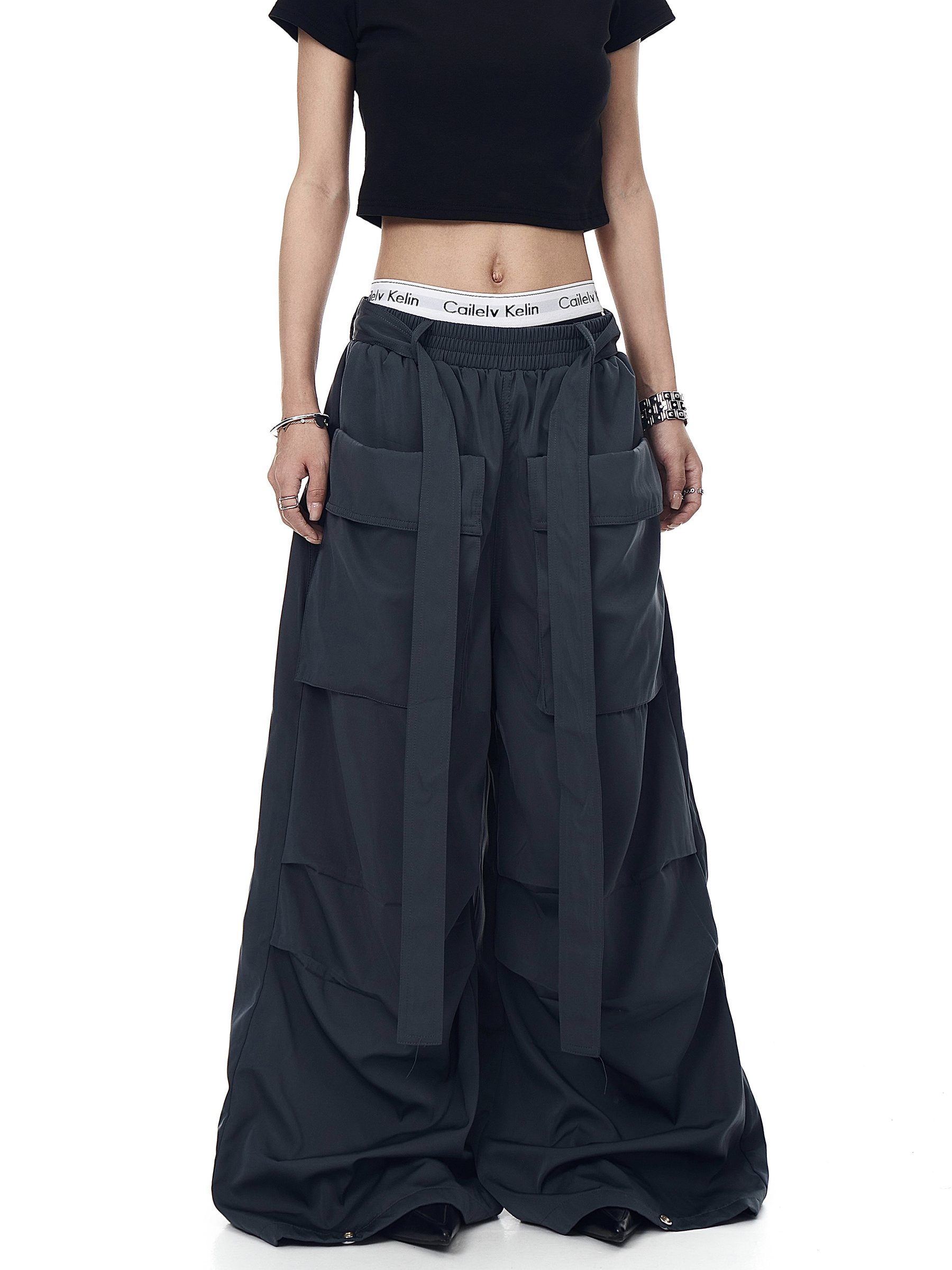 Detachable Belt Oversized Pocket Cargo Pants
