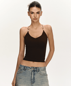 Beaded Strap Crisscross Halter Cami Top - COPPING THREADS - Anna Aneae
