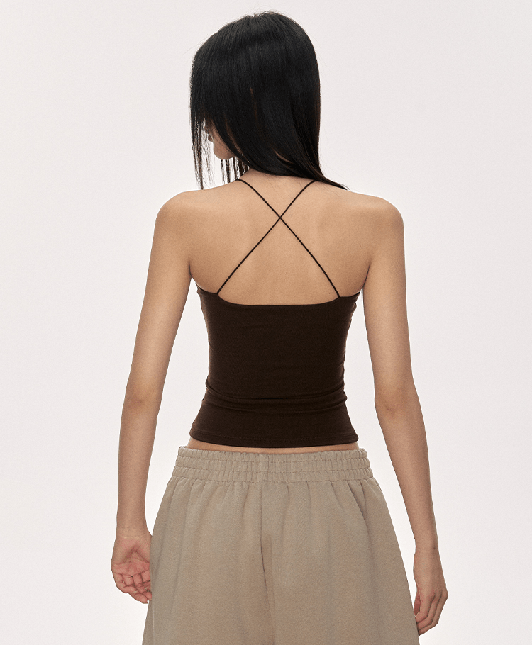 Beaded Strap Crisscross Halter Cami Top - COPPING THREADS - Anna Aneae