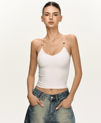 Beaded Strap Crisscross Halter Cami Top - COPPING THREADS - Anna Aneae