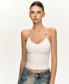 Beaded Strap Crisscross Halter Cami Top - COPPING THREADS - Anna Aneae