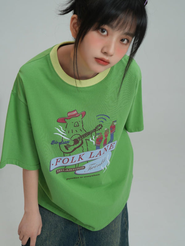 Bear Print Tee - COPPING THREADS - FOLK LANE