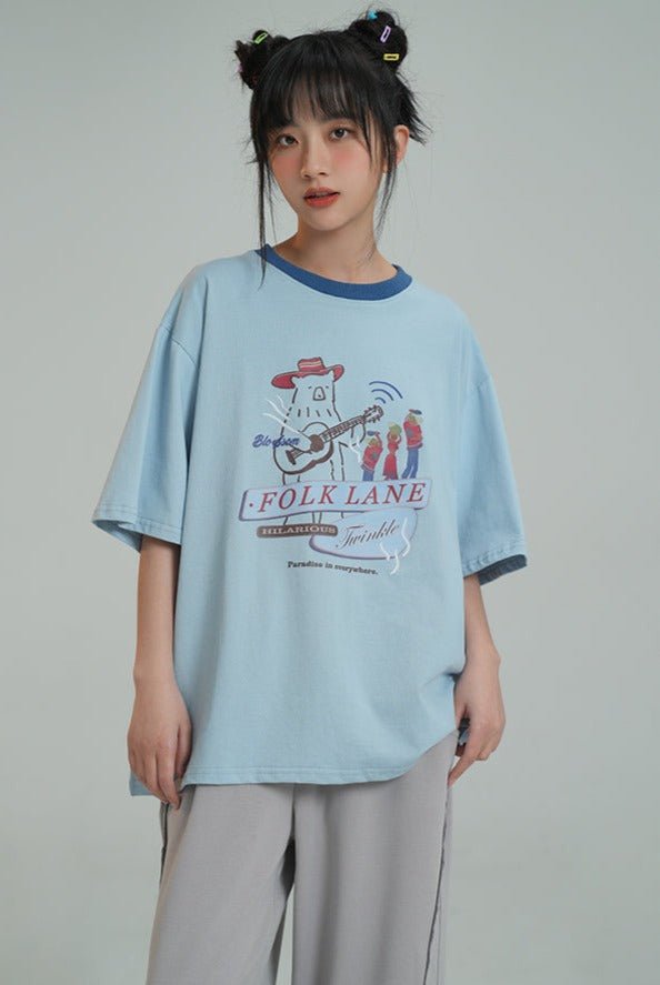 Bear Print Tee - COPPING THREADS - FOLK LANE